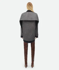 Ostrich-Effect Leather Double Shirt Dress