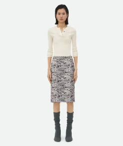 Printed Leather Chevron Skirt