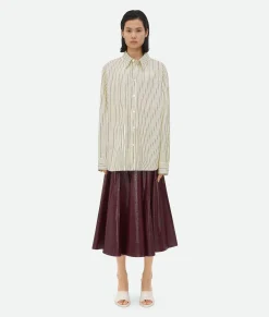 Printed Leather Striped Shirt