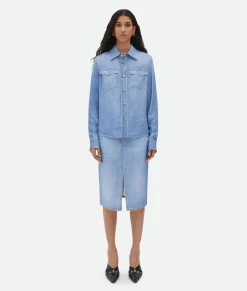 Printed Viscose And Silk Denim Shirt