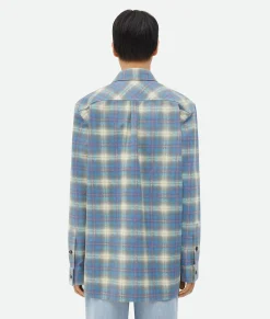 Relaxed Fit Flannel-Printed Leather Shirt