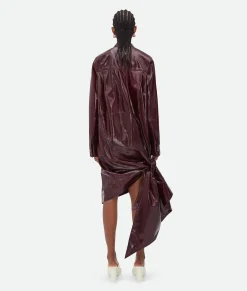 Shiny Leather Dress With Knot Detail