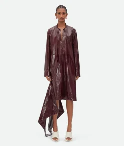 Shiny Leather Dress With Knot Detail