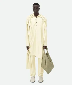 Shiny Leather Long Shirt With Knot Detail