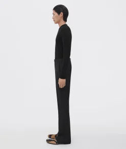 Slim Leg Compact Wool Trousers