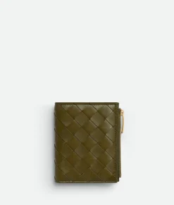 Small Intrecciato Bi-Fold Zip Wallet