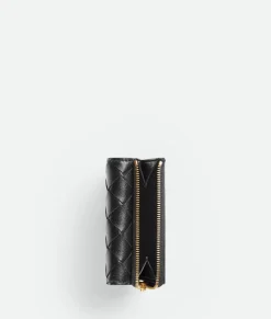 Small Intrecciato Tri-Fold Zip Wallet