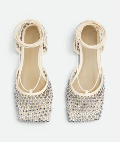 Sparkle Stretch Lace-Up Flat Sandal