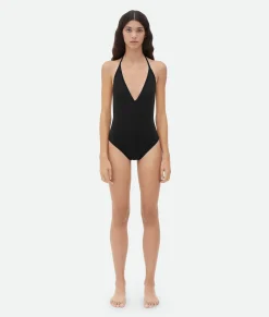 Stretch Nylon Halter Neck Swimsuit