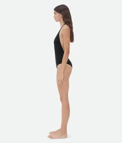 Stretch Nylon Halter Neck Swimsuit