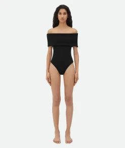 Stretch Nylon Off-The-Shoulder Swimsuit
