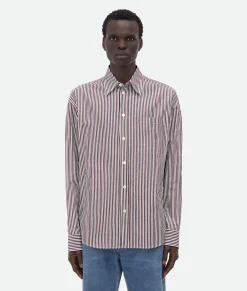 Striped Cotton Shirt With "BV" Embroidery