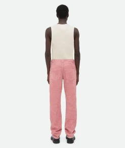 Suede Intrecciato Leather Trousers