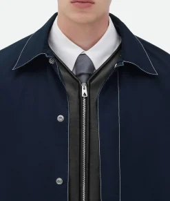 Tech Nylon Blouson With Leather Integrated Gilet