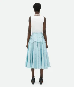 Textured Criss-Cross Viscose Silk Skirt