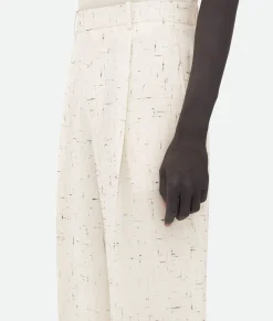 Textured Criss-Cross Viscose Silk Trousers