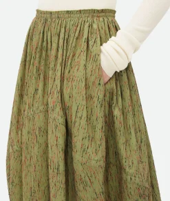 Textured Viscose Stripe Balloon Skirt