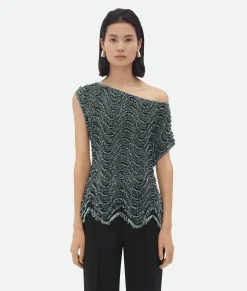 Textured Viscose Top With Weaved Fringes