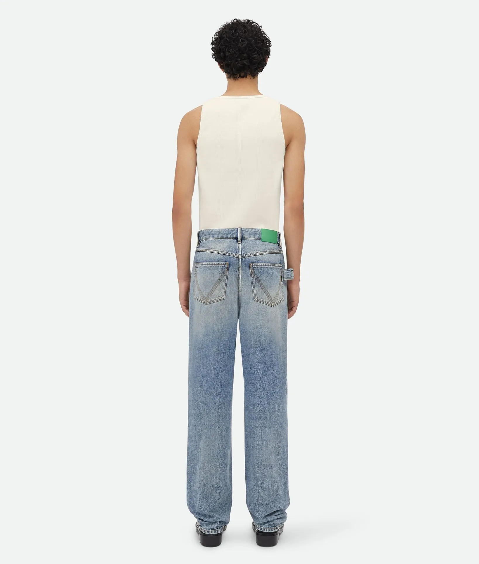 Vintage Medium Indigo Wide Leg Denim