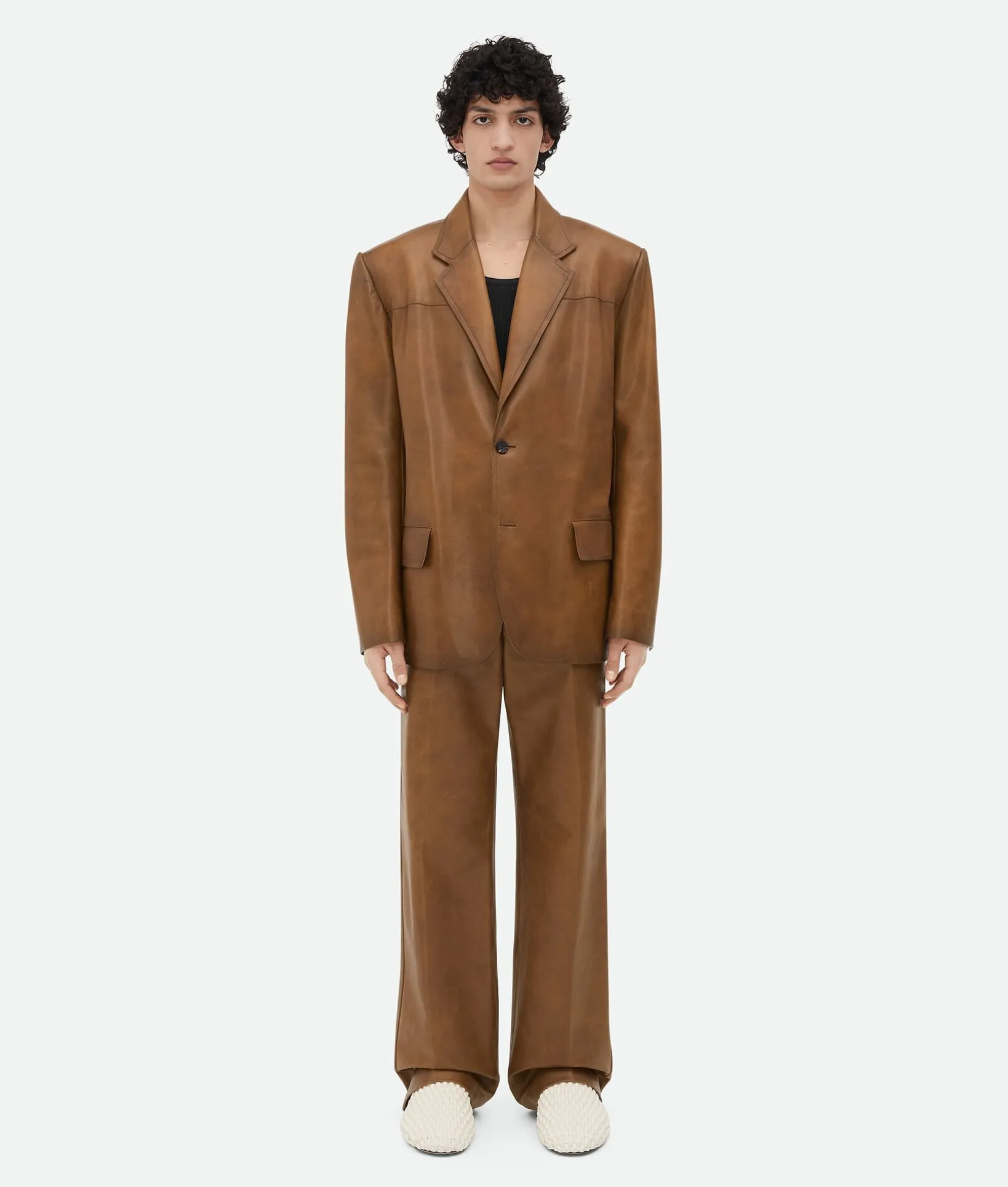 Vintage-Effect Leather Jacket