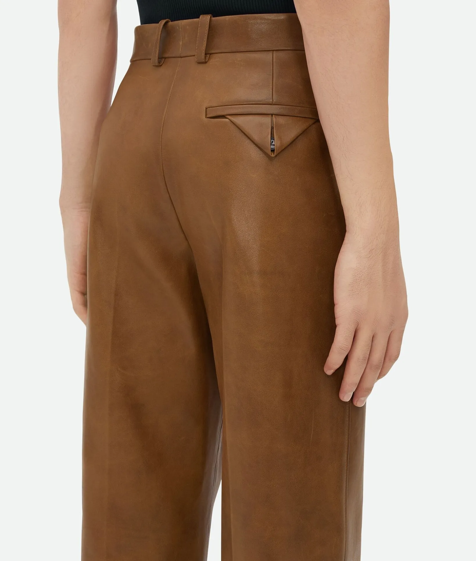 Vintage-Effect Leather Trousers
