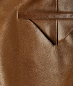 Vintage-Effect Leather Trousers