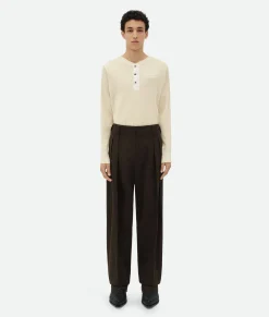 Viscose And Silk Criss-Cross Pleated Pants