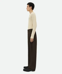 Viscose And Silk Criss-Cross Pleated Pants