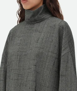 Viscose And Silk Criss-Cross High Neck Shirt