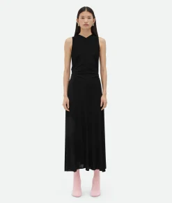 Viscose Jersey Long Dress With Knot Ring