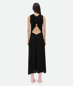 Viscose Jersey Long Dress With Knot Ring