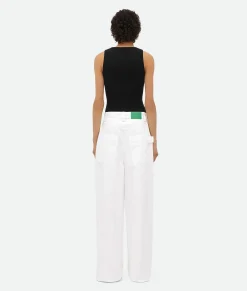 White Pleated Denim Trousers