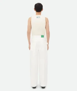 White Pleated Denim Trousers