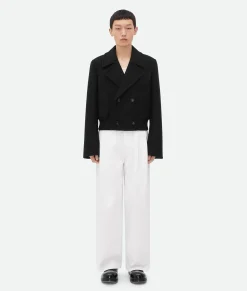 White Pleated Denim Trousers
