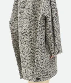 Wool Boucle Chevron Coat