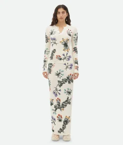 Wool Flowers Long Skirt