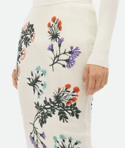 Wool Flowers Long Skirt