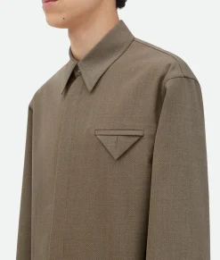 Wool Twill Shirt With Triangle Pocket
