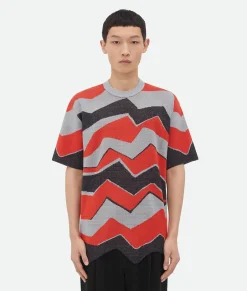 Zig-Zag Jacquard Knitted T-Shirt